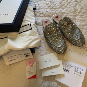 Gucci Princeton mules - silver glitter